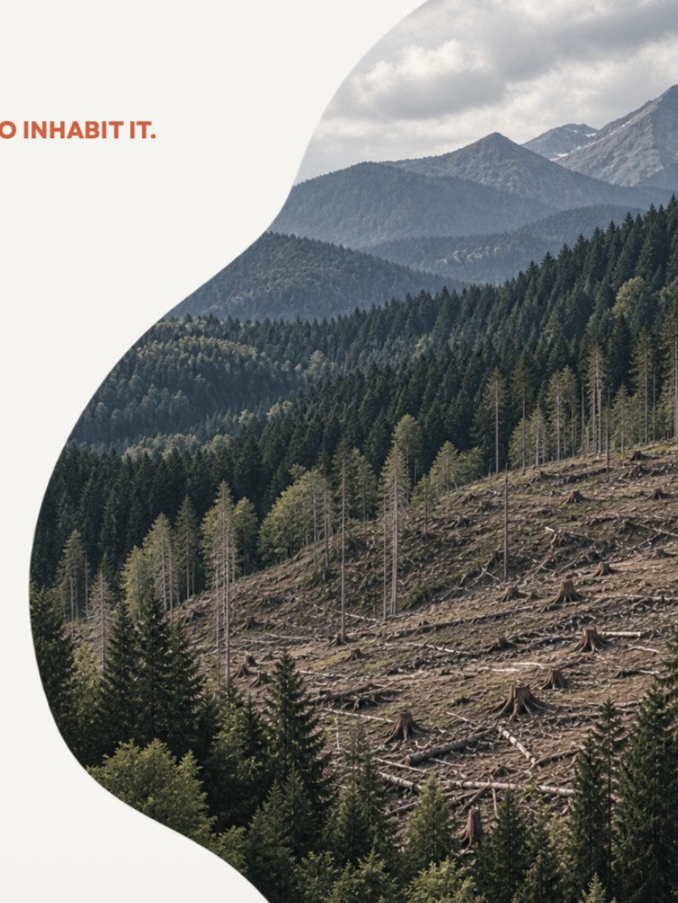 Mountain forest and cleared hillside